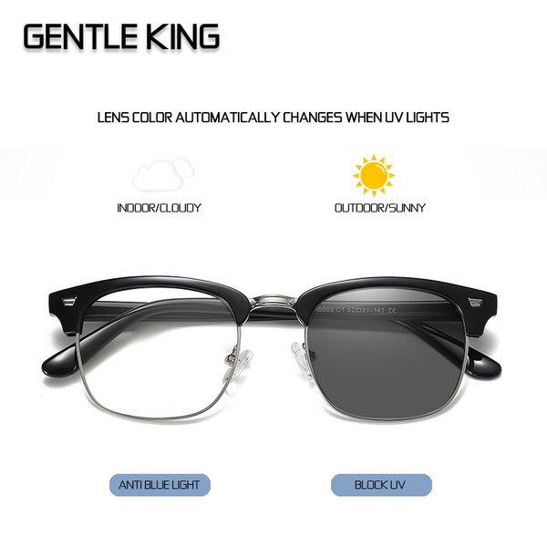 

gentle king anti blue ray glasses pchromic computer goggles reading glasses uv400 radiation-resistant gaming, White;black