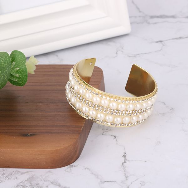 

leaderbeads женского bohemian цвет золота кристалл манжета браслеты женщина имитация перл модного braceletbangles шарм ювелирные изделия, Black