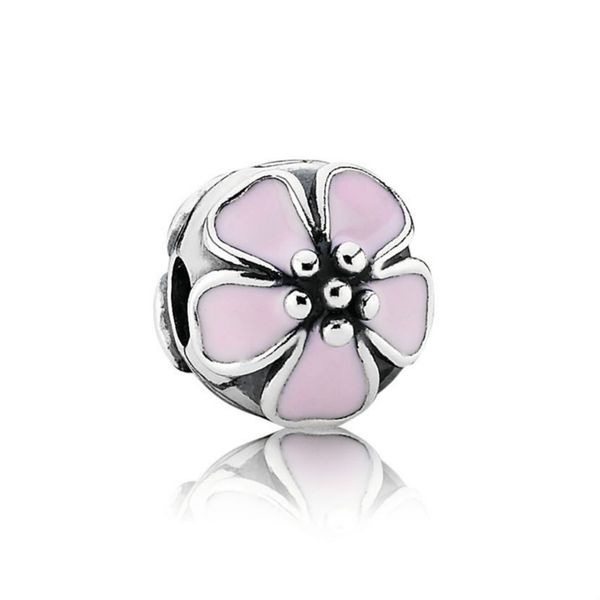 

new 100% 925 sterling silver 1:1 genuine gem 791041en40 cherry blossom pink fit diy bracelet original women wedding vintage gift, Black