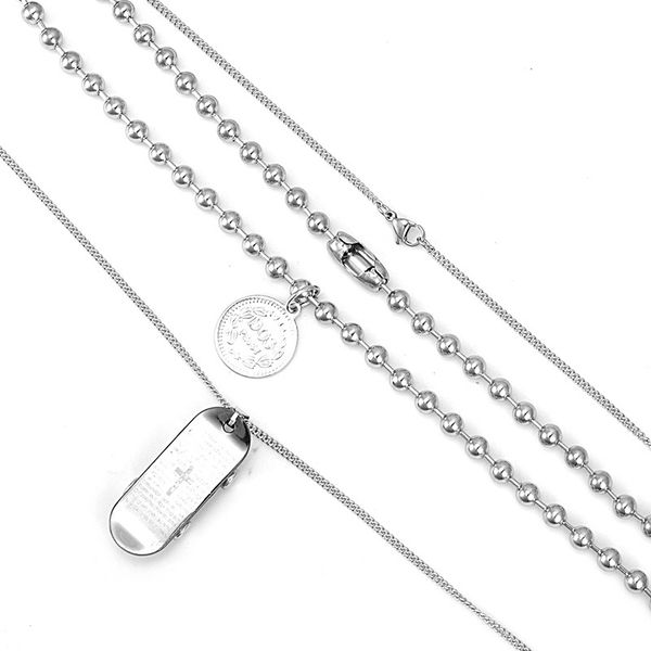 

pendant necklaces trendy fashion skate coin combination long short chain hip hop punk design peresonality jewelry, Silver