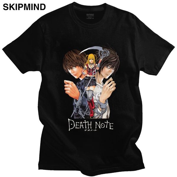 

classic japan anime yagami misa and lawliet t shirt men short sleeved manga death note t-shirt 100% cotton regular fit tee