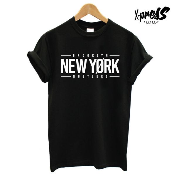 

new york hustlers printed slogan tshirt graphic nyc brooklyn street usa star