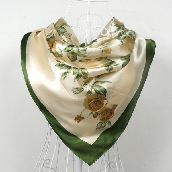 

lenco women rose silk scarf printed,90*90cm multicolor satin scarf shawl for ladies,fashion handkerchief spring silk scarves t200910, Blue;gray