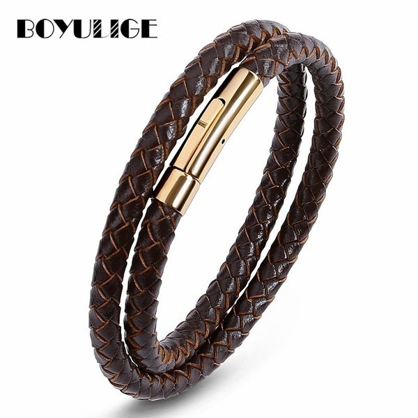 

тканые многослойная натуральная кожа пара браслет мужчины из нержавеющей стали браслеты браслеты для женщин homme мода ювелирные изделия, Golden;silver