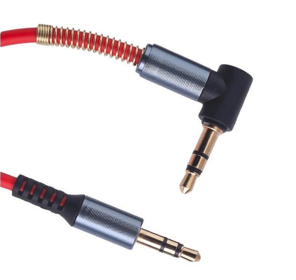 

90 degree l 3.5mm jack male to male plug stereo audio aux cable with metal spring for smartphone with retail box 160pcs