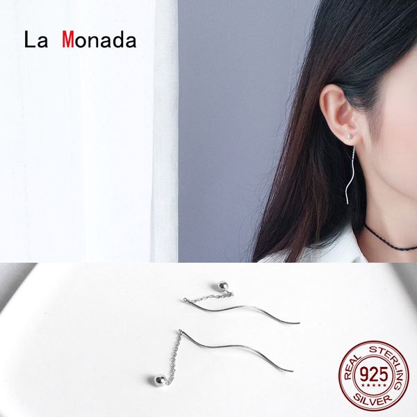 

la monada dangling hanging earrings for women silver 925 real woman wave dangle korean drop earrings minimalist female jewelry
