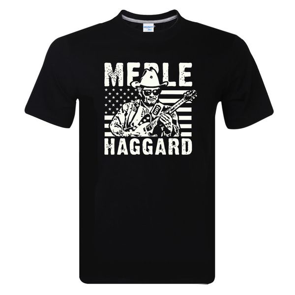 

2019 fashion short sleeve fitness t shirt merle haggard vintage country rock retro concert music outlaw fitness t-shirts
