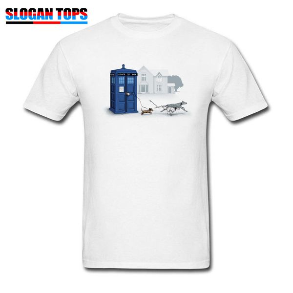 

who let the dogs out t-shirt men doctor who tshirt tardis time travel drwho t shirt summer cotton mens short sleeve tee shirt