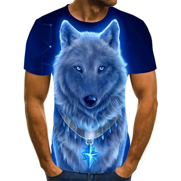 

men t -shirt new wolf print 3d men novelty animal male summer 3d print shirts hippie plus size funny men clothing