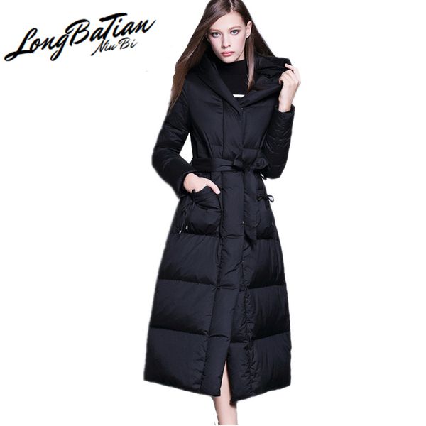 

jacket women winter white duck down coat female jackets long parka ladies outerwear hooded manteau femme hiver wyq921, Black