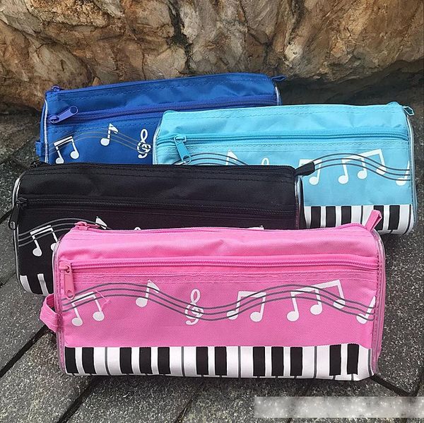 

music theme keyboard pencil case waterproof zipper pen bag 5 colors with cartoon music note pencil ruler gift