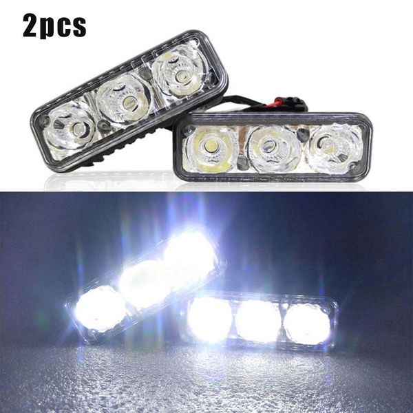 

2pcs 3led super white high power car drl daytime running light fog lamp universal
