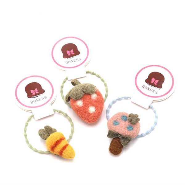 

hair accessories children elastic bands girls felt animal fruit rubber cute strawberry headbands cartoon, Slivery;white
