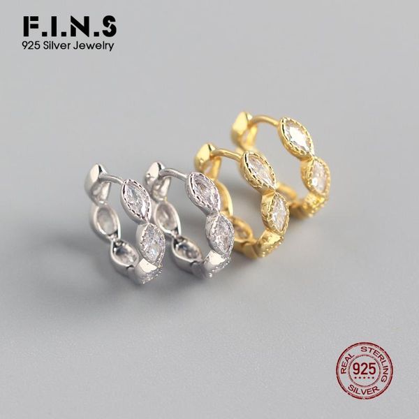 

f.i.n.s minimalist s925 sterling silver cubic zircon round hoop earrings shining crystal wedding earrings jewelry for women, Golden;silver