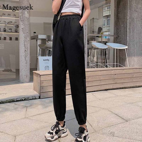 

2020 casual high waist harem pants cotton sweat pants solid sport fashion women bottoms women loose trousers 11065, Black;white