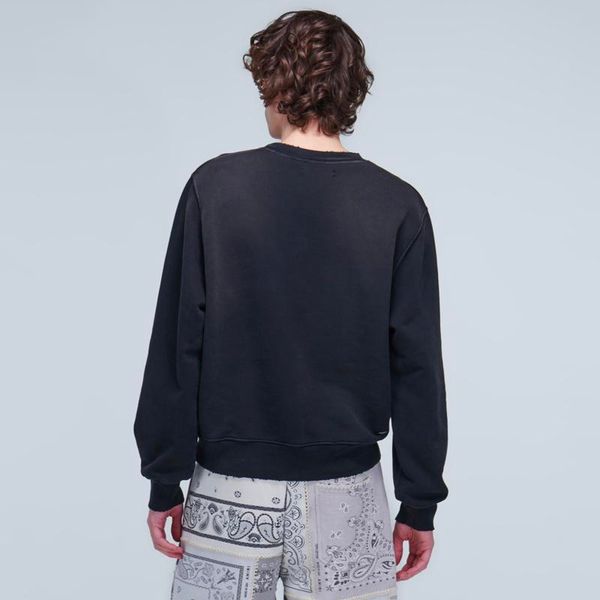 

leather casual 20fw new washed sweatshirt autumn street spring letter high simple sleeve pullover men women long crewneck sweater hecql, Black
