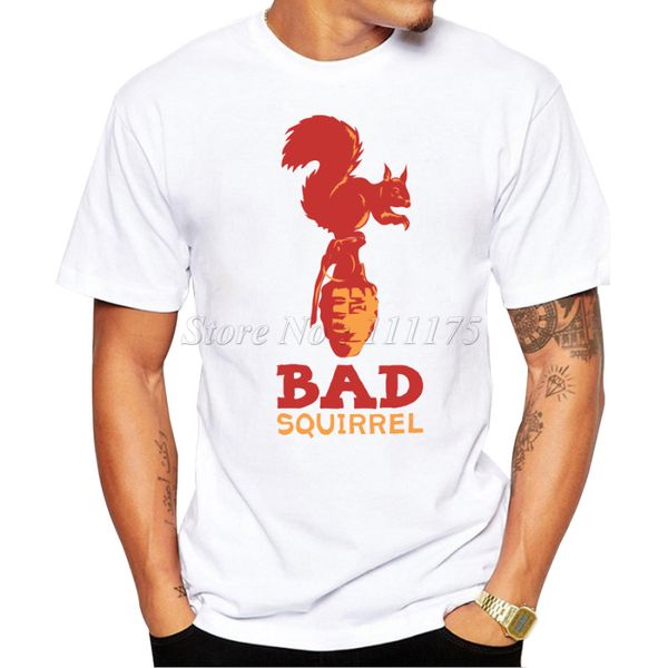 

2019 summer funny bad squirrel design t shirt men's custom printed hipster tees