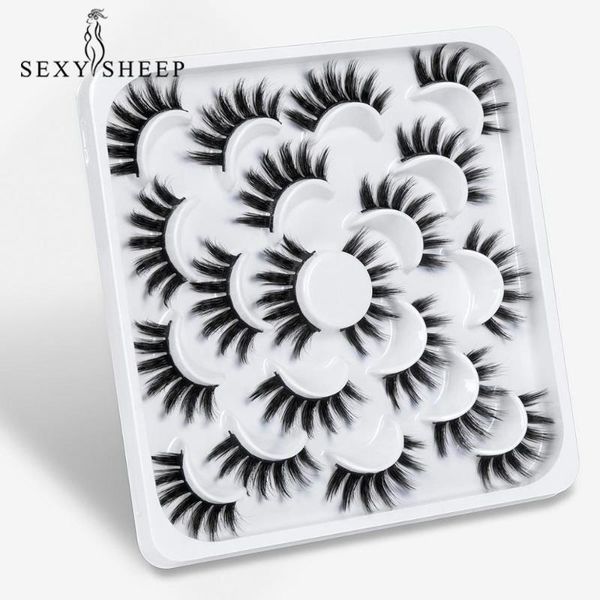 

sexysheep 5/8/10 pairs 3d soft faux mink false eyelashes natural messy eyelash crisscross wispy lashes extension eye makeup tool