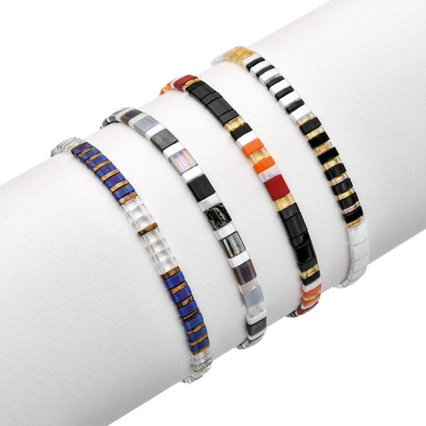 

bohemian elastic bracelet high-grade glass material fashion trend handmade beads beautiful wish gift, Black
