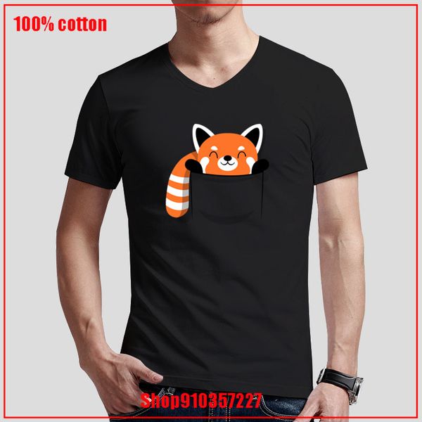

red panda v-neck t-shirt young man blouse summer creative design shirt male female asian size fashion blouses