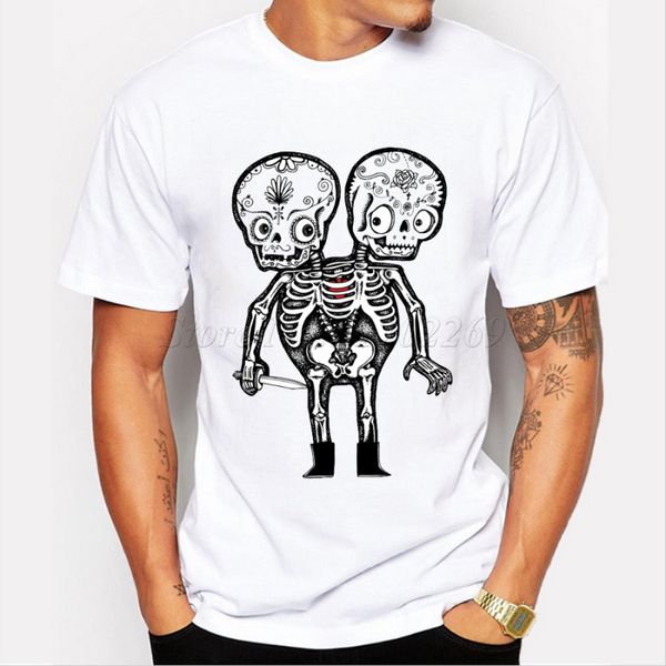 

2019 men's cartoon skull printed customized t-shirt fashion casual male funny cool /tee hipster halloween cloth