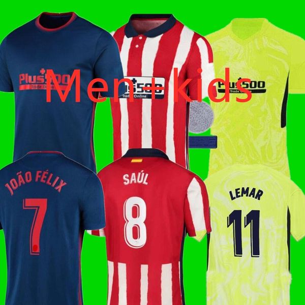 

20 21 atletico soccer madrid home jerseys joao felix 2020 2021 saul camisetas de fÃºtbol morata mens 3rd away jersey kids kit diego costa foo, Black