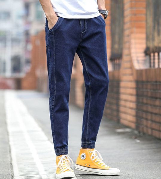 

selling autumn designer luxury mens jeans 2020 new european american youth slim cropped trousers pencil pants mid-waist casual men pants, Blue