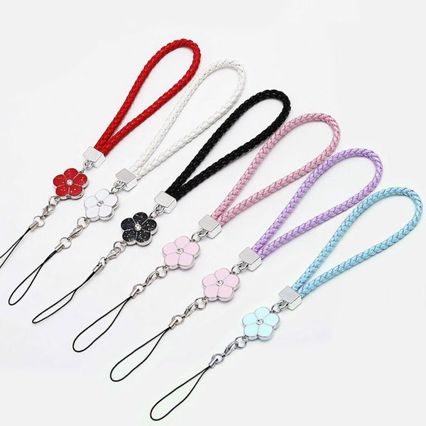 

shellnail pu leather mobile phone strap smart phone key holder ring flower lanyard accessory cord phone hand rope keychain