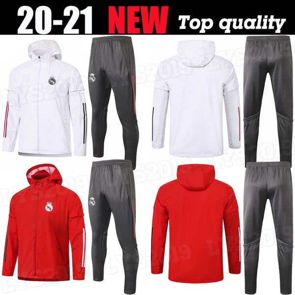 

20 21 real madrid hooded trench coat training wear windbreaker hazard sergio ramos benzema vinicius camiseta football jogging suit uniforms, Black