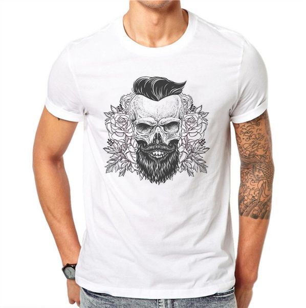 

100% cotton summer sketch beard skull design men t shirts fashion harajuku design man short sleeve tees clothes xxxl