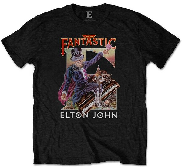 

elton john 'captain fantastic' (black) t-shirt - new &amp official(1