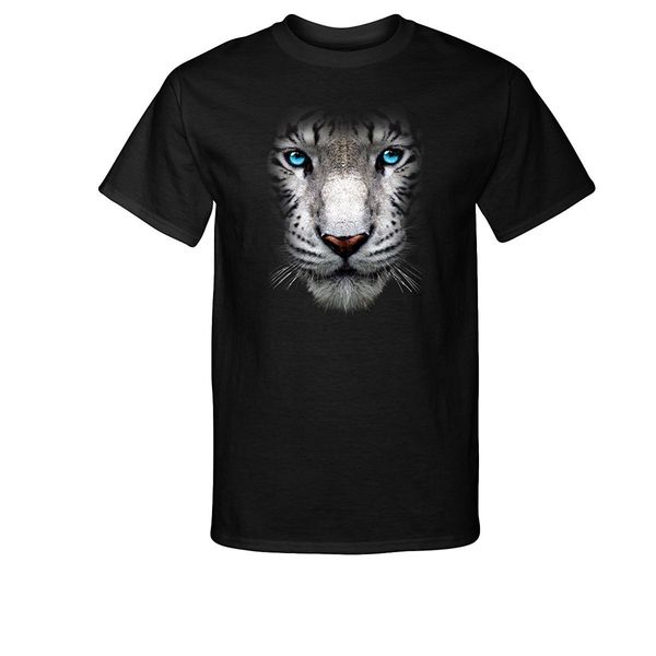

2019 fashion cotton tee shirt fashion white tiger face blue eyes t-shirt
