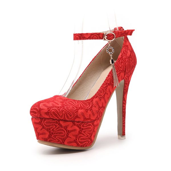 

spring new word buckle with waterproof taiwan high heel shoes bride 33 single shoes 1835-48 yard, Black