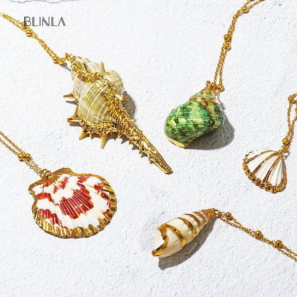 

blinla bohemia multistyle natural ocean shell long pendant necklaces for women vintage gold party necklace 2020 fashion jewelry, Silver