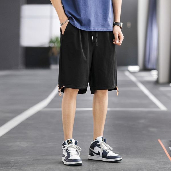 

summer thin workwear shorts men's nine casual loose cropped straight casual pants men's middle pants trendy brand harlan breeches, Blue