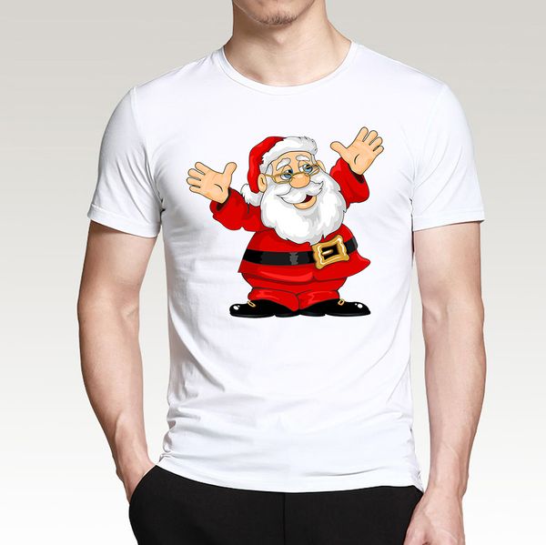 

2019 new men t shirt cartoon santa claus white tees fashion happy new year short sleeve father christmas cotton streetwear