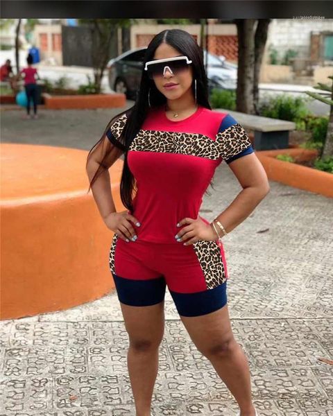 

womens designer casual suits slim leopard printed short sleeve fashion suit womens clothing 2 piece set summer, White