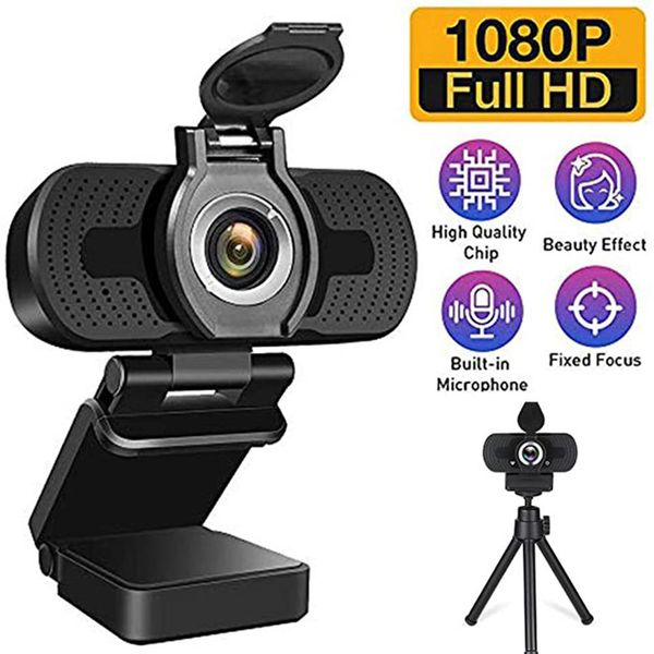 1080 P Webcam Bilgisayar USB Video Kamera Kapak Gürültü Azaltma Mikrofon Kameraları Canlı Yayın Videosu için Arama Konferansı Çalışması