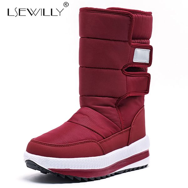 

lsewilly new winter women snow boots female thick cotton boots flat cotton shoes waterproof warm snow girl shoes blue, Black
