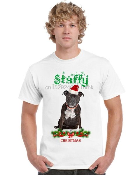

staffy christmas staffordshire bull terrier design t shirt