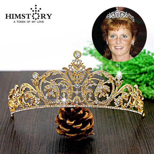 

himstory gold /white crystal rhinestone bridal hair jewelry princess wedding hair accessories pageant headband, Golden;silver