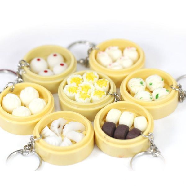 

simulation chinese porcelain food keychain steamed buns steamed dumplings ornaments phone straps handbag pendant kids toy