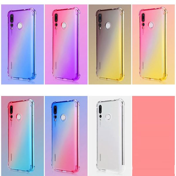 

gradient color soft transparent anti knock case for huawei p30 mate 20 pro honor v20 nova lite 4 y9 y7 2019