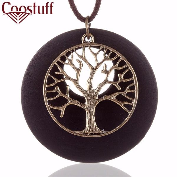 

2020 new statement necklaces & pendants vintage wooden life tree pendant long necklacewoman women collares mujer colar choker, Silver
