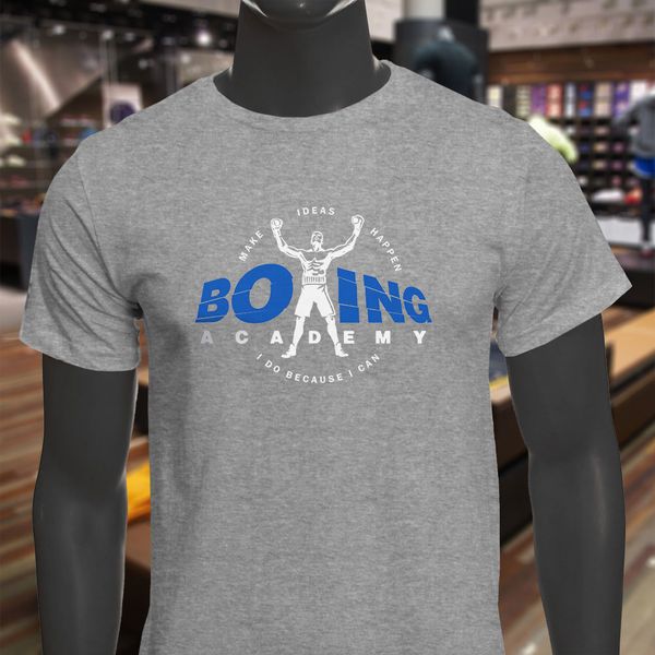 

2019 fashion 100% cotton slim fit solid color boxer make ideas happen fighting boxer academy mens gray vintage tee shirt