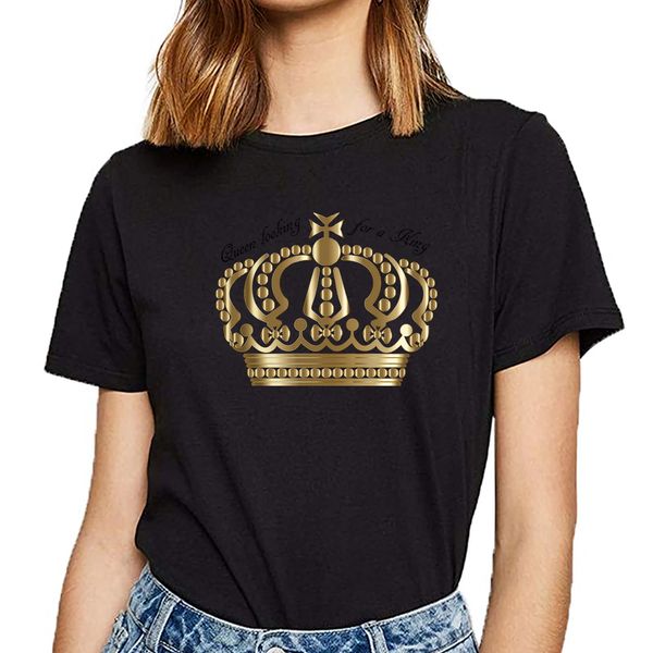 

топы t shirt женщины ферзя ищет короля забавный белый хлопок женский tshirt