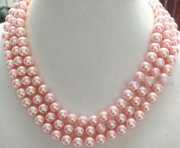 

pretty women's 8mm genuine pink south sea shell pearl necklace long 36" 68, Silver
