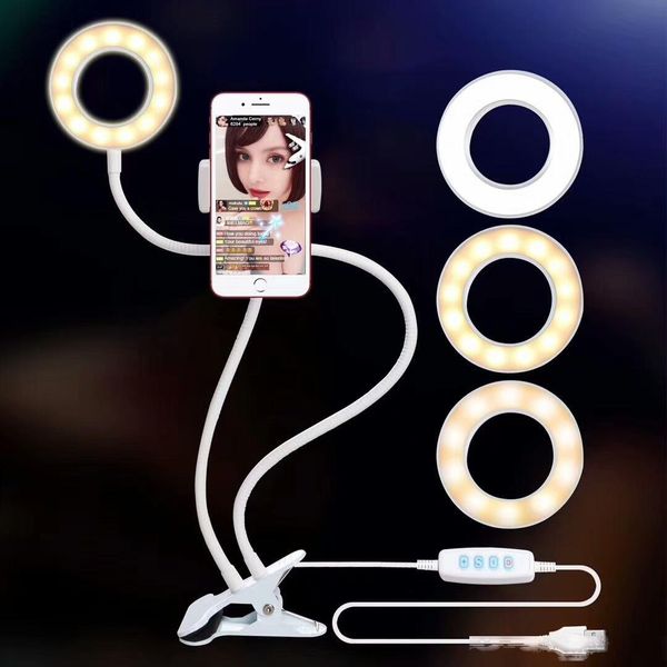

selfie ring light with cell phone holder stand for live stream/makeup, ubeesize led camera lighting acc017