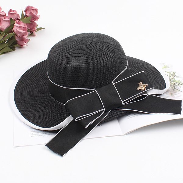 

2020 new sun hats for women girls wide brim floppy straw hat summer bohemia beach cap ribbon chapeau femme ete black #35, Blue;gray