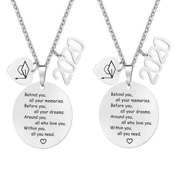 

boys and girls necklace graduation jewelry good friend friendship gift graduation gift necklace 2pc, Silver
